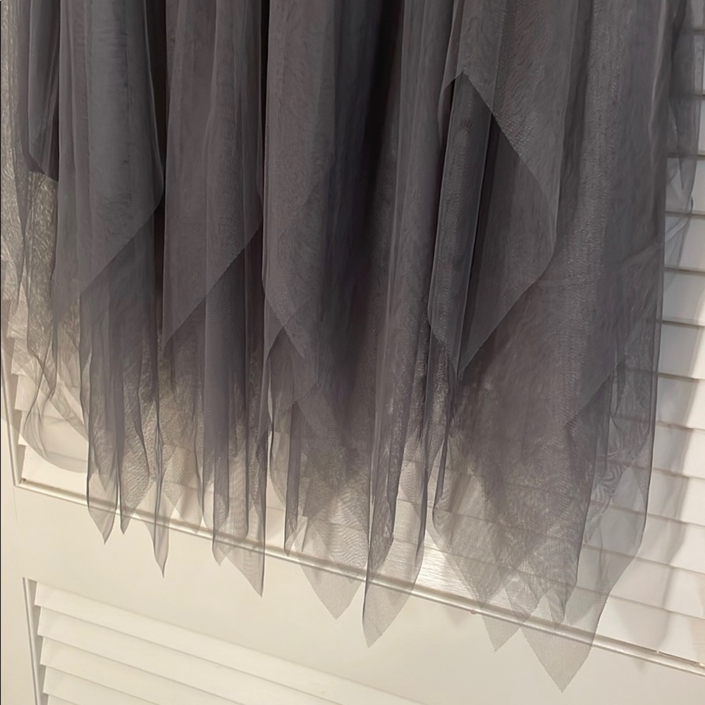 Source Unknown Gray Asymmetrical Midi Grunge Net … - image 2